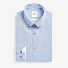 Load image into Gallery viewer, White/Blue Slim Fit Single Cuff Easy Iron Button Down Oxford Shirts 2 Pack