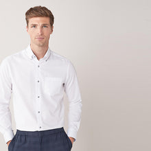 Load image into Gallery viewer, White/Blue Slim Fit Single Cuff Easy Iron Button Down Oxford Shirts 2 Pack