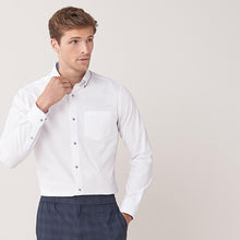 Load image into Gallery viewer, White/Blue Slim Fit Single Cuff Easy Iron Button Down Oxford Shirts 2 Pack