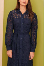 Load image into Gallery viewer, Navy Lace Shirt Dress - Allsport