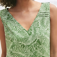 Load image into Gallery viewer, Green Palm Print Linen Blend Shift Dress - Allsport