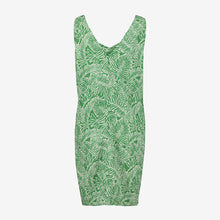 Load image into Gallery viewer, Green Palm Print Linen Blend Shift Dress - Allsport