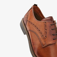 Load image into Gallery viewer, Tan Punch Detail Leather Derby Shoes - Allsport