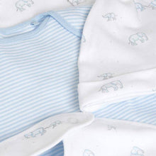 Load image into Gallery viewer, Pale Blue Organic Cotton Elephant Sleepsuit, Bodysuit, Bib And Hat Set (0-9mths) - Allsport