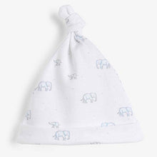 Load image into Gallery viewer, Pale Blue Organic Cotton Elephant Sleepsuit, Bodysuit, Bib And Hat Set (0-9mths) - Allsport