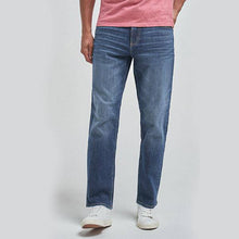 Load image into Gallery viewer, Mid Blue Straight Fit Belted Jeans With Stretch - Allsport
