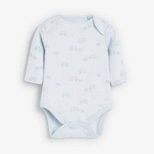 Load image into Gallery viewer, Pale Blue 4 Pack Organic Elephant Long Sleeve Bodysuits (0mth-18mths) - Allsport