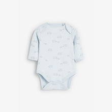 Load image into Gallery viewer, Pale Blue 4 Pack Elephant Long Sleeve Bodysuits (0-18mths) - Allsport