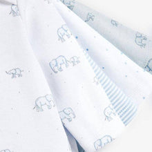 Load image into Gallery viewer, Pale Blue 4 Pack Organic Elephant Long Sleeve Bodysuits (0mth-18mths) - Allsport