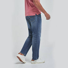 Load image into Gallery viewer, Mid Blue Straight Fit Belted Jeans With Stretch - Allsport