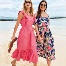 Load image into Gallery viewer, Navy Floral Off The Shoulder Dress - Allsport