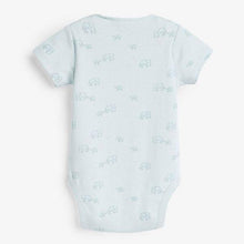 Load image into Gallery viewer, Pale Blue 4 Pack Organic Cotton Elephant Short Sleeve Bodysuits (0mths-18mths) - Allsport
