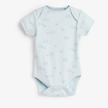 Load image into Gallery viewer, Pale Blue 4 Pack Organic Cotton Elephant Short Sleeve Bodysuits (0mths-18mths) - Allsport