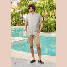 Load image into Gallery viewer, Ecru Regular Fit Textured Cross Linen Blend Shirt - Allsport