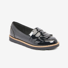 Load image into Gallery viewer, Black Patent School Tassel Loafers (Older Girls)