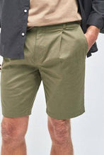 Load image into Gallery viewer, Khaki Slim Pleat Stretch Chino Shorts - Allsport