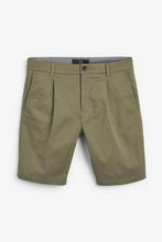 Load image into Gallery viewer, Khaki Slim Pleat Stretch Chino Shorts - Allsport