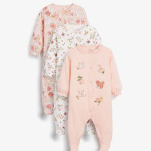 Load image into Gallery viewer, Pink 3 Pack Floral Sleepsuits (0mths-18mths) - Allsport