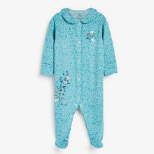 Load image into Gallery viewer, Teal 2 Pack Floral Sleepsuits (0mths-18mths) - Allsport
