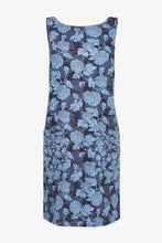 Load image into Gallery viewer, Linen Blend Shift Blue Floral Dress - Allsport