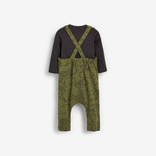 Load image into Gallery viewer, Khaki Green Animal Dungaree And Bodysuit Set (0mths-18mths) - Allsport