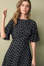 Load image into Gallery viewer, MONOCHROME SPOT ANGEL SLEEVE MIDI DRESS - Allsport