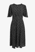 Load image into Gallery viewer, MONOCHROME SPOT ANGEL SLEEVE MIDI DRESS - Allsport