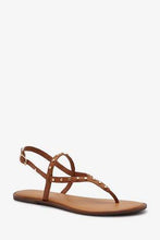 Load image into Gallery viewer, Tan REgulr / Wide Fit Forever Comfort® Studded Toe Thong Sandals - Allsport