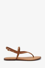 Load image into Gallery viewer, Tan REgulr / Wide Fit Forever Comfort® Studded Toe Thong Sandals - Allsport