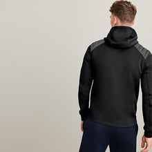 Load image into Gallery viewer, Black Jersey Sleeve Quilted Hooded Jacket - Allsport