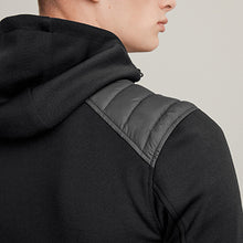 Load image into Gallery viewer, Black Jersey Sleeve Quilted Hooded Jacket - Allsport