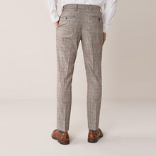 Load image into Gallery viewer, Taupe Slim Fit Check Suit: Trousers - Allsport