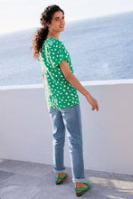 Load image into Gallery viewer, Green Spot Short Sleeve Linen Top - Allsport