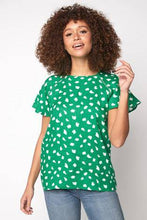 Load image into Gallery viewer, Green Spot Short Sleeve Linen Top - Allsport