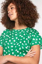 Load image into Gallery viewer, Green Spot Short Sleeve Linen Top - Allsport