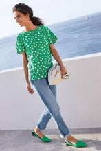 Load image into Gallery viewer, Green Spot Short Sleeve Linen Top - Allsport