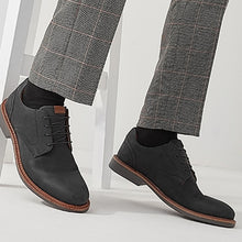 Load image into Gallery viewer, Black Leather Motion Flex Derby Shoes - Allsport