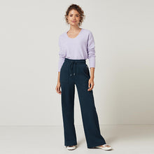 Load image into Gallery viewer, Navy Ponte Wide Leg Trousers - Allsport
