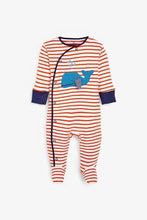 Load image into Gallery viewer, Blue 3 Pack Stripe Whale Sleepsuits (up to 18 months) - Allsport