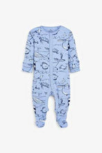 Load image into Gallery viewer, Blue 3 Pack Stripe Whale Sleepsuits (up to 18 months) - Allsport