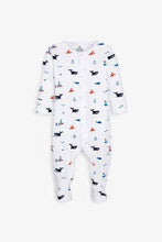 Load image into Gallery viewer, Blue 3 Pack Stripe Whale Sleepsuits (up to 18 months) - Allsport