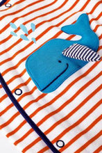Load image into Gallery viewer, Blue 3 Pack Stripe Whale Sleepsuits (up to 18 months) - Allsport