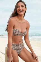 Load image into Gallery viewer, Black Geo Shape Enhancing Bandeau Bikini Top - Allsport