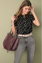 Load image into Gallery viewer, Black Spot Short Sleeve Pintuck Blouse - Allsport