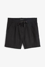 Load image into Gallery viewer, Solid Black Linen Blend Shorts - Allsport