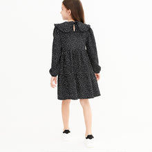 Load image into Gallery viewer, Monochrome Spot Collar Tiered Dress (3-12yrs) - Allsport