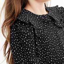 Load image into Gallery viewer, Monochrome Spot Collar Tiered Dress (3-12yrs) - Allsport