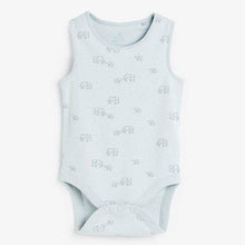 Load image into Gallery viewer, Pale Blue 4 Pack Organic Cotton Elephant Vest Bodysuits (0mths-2yrs) - Allsport
