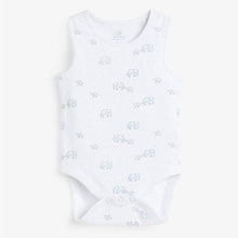 Load image into Gallery viewer, Pale Blue 4 Pack Organic Cotton Elephant Vest Bodysuits (0mths-2yrs) - Allsport