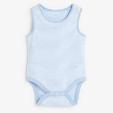 Load image into Gallery viewer, Pale Blue 4 Pack Organic Cotton Elephant Vest Bodysuits (0mths-2yrs) - Allsport